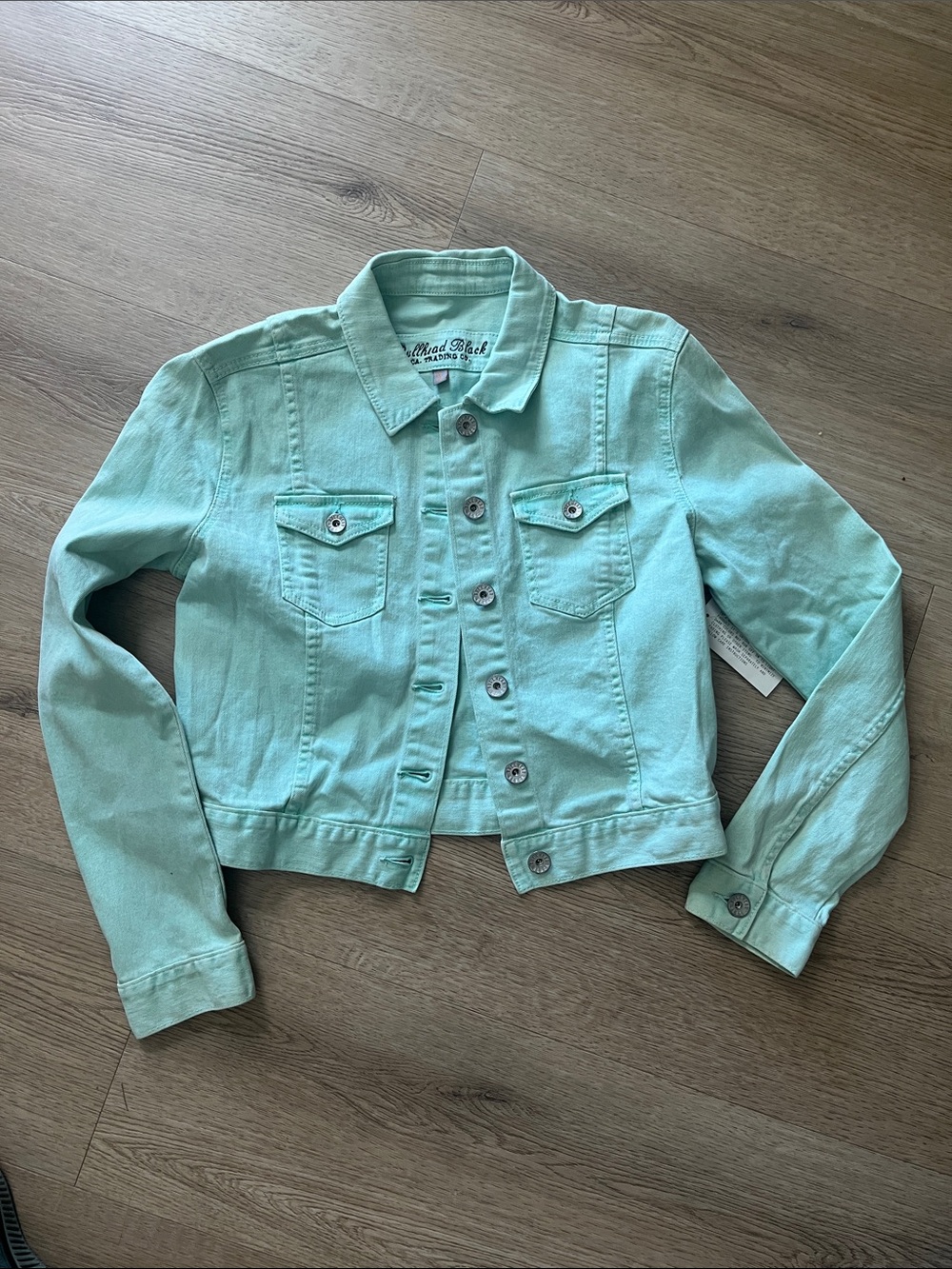 Bullhead Light Mint Cropped Denim Jacket